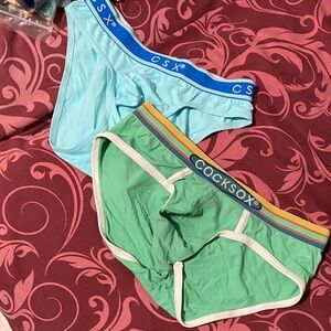 Cocksox Men's Aqua and Green Briefs medium 2